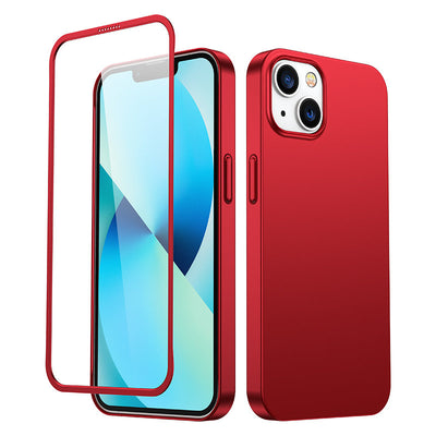 Folie Joyroom 360 Full Husa Front And Husa pentru iPhone 13 + sticla protectie Rosu Rosu)