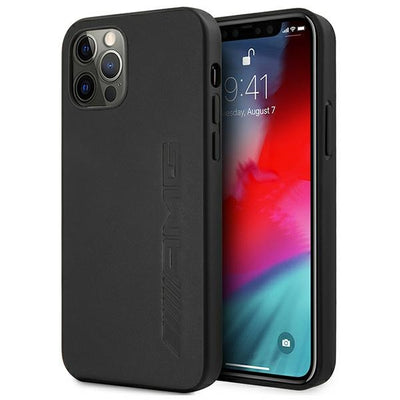Husa AMG Leather Hot Stamped pentru iPhone 12 Pro Max - Negru