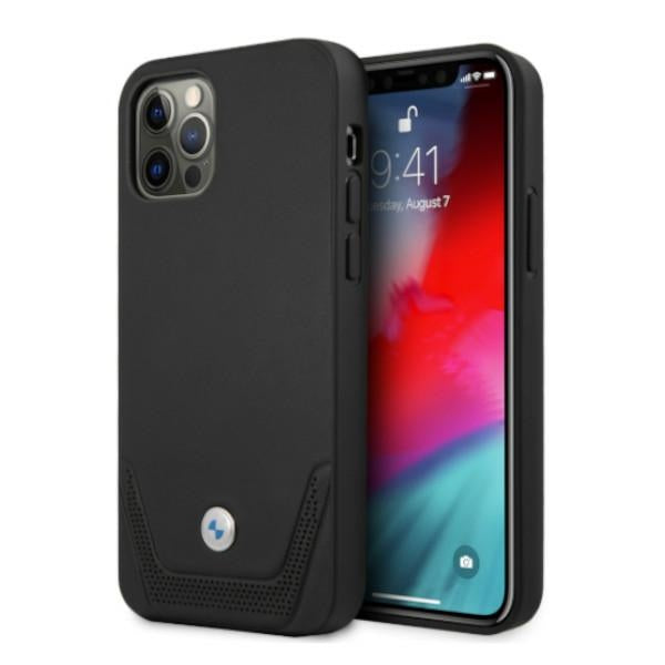 Husa BMW Leather Perforate pentru iPhone 12 Pro Max - Negru