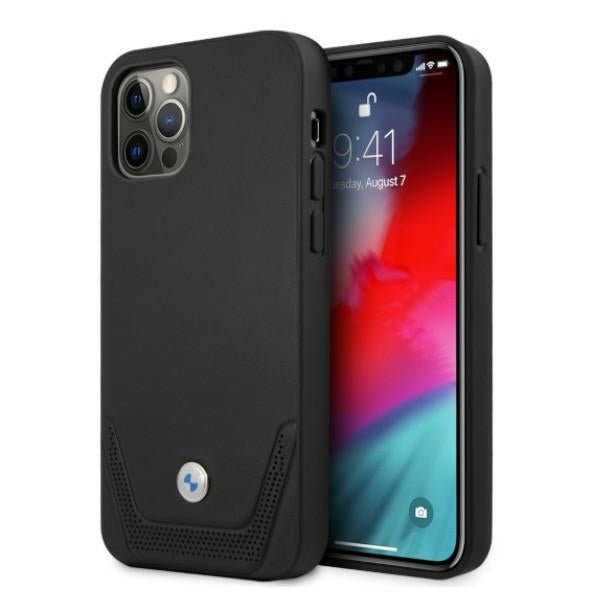 Husa BMW Leather Perforate pentru iPhone 12 / iPhone 12 Pro - Negru