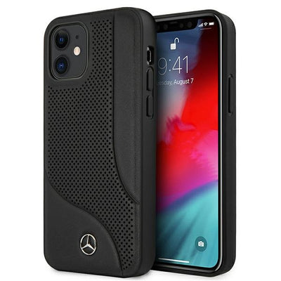 Husa Mercedes Leather Perforated Area pentru iPhone 12 Mini - Negru