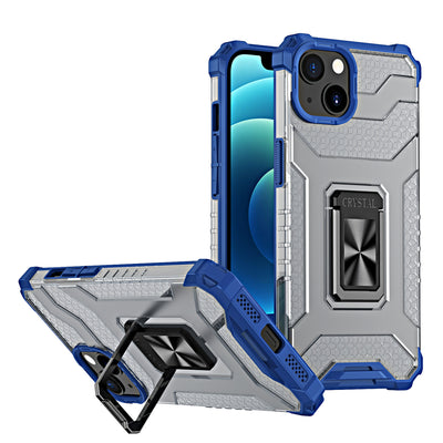 Husa Crystal Ring Kickstand Tough Rugged Cover pentru iPhone 13 Mini Albastru