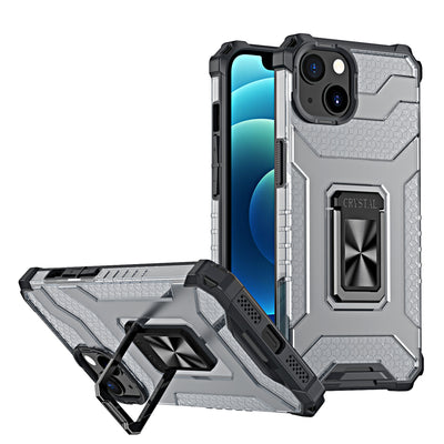 Husa Crystal Ring Kickstand Tough Rugged Cover pentru iPhone 13 Negru