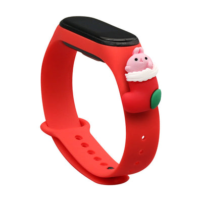 Curea Xmas pentru Xiaomi Mi Band 3 / 4 Christmas Silicone Bracelet cu Sock - Rosu