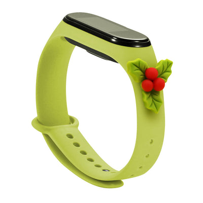 Curea Xmas pentru Xiaomi Mi Band 5 / 6 Christmas Silicone Bracelet cu Mistletoe - Verde