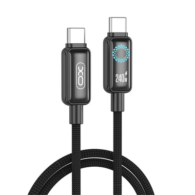 Cablu XO PD Usb-c - Usb-c 1,0m 240W Negru cu LED