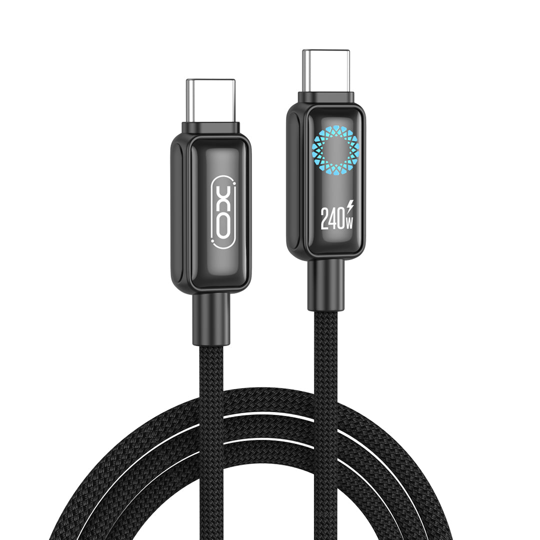 Cablu XO PD Usb-c - Usb-c 2,0m 240W Negru cu LED