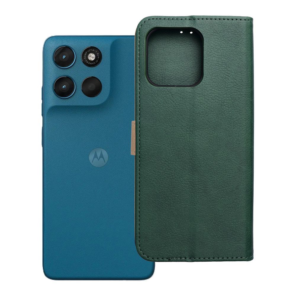 Husa Split Book Flip pentru Motorola G57 Power Verde si Auriu