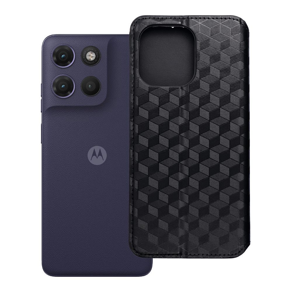 Husa Cubic Book Flip pentru Motorola G17 Power Negru