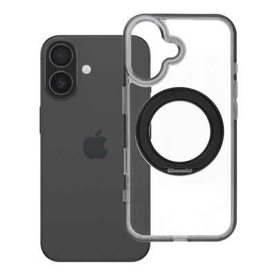 Husa pentru iPhone 16 Frame Circle Stand Compatible cu Magsafe Negru