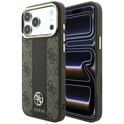 Husa Guess 4G cu Stripe Round si Classic Logos Magsafe pentru iPhone 18 Pro Max / 17 Pro Max Maro