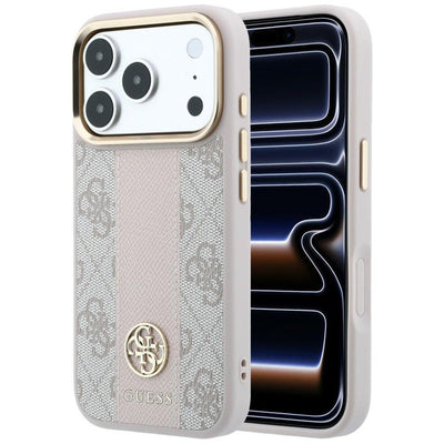 Husa Guess 4G cu Stripe Round si Classic Logos Magsafe pentru iPhone 18 Pro Max / 17 Pro Max Roz