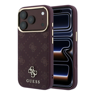 Husa Guess Peony 4G Small Logo Magsafe pentru iPhone 18 Pro / 17 Pro Burgundy