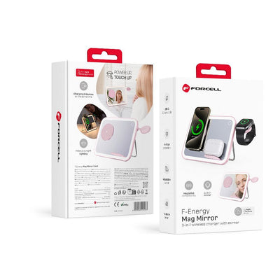 Incarcator wireless Forcell F-energy Mag Mirror 15W 3 In 1 Compatible cu Magsafe / Apple Watch / Samsung Watch / AirPods