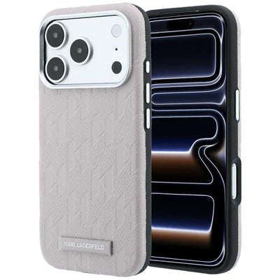 Husa Karl Lagerfeld Grained Mono Resin Logo Magsafe pentru iPhone 18 Pro / 17 Pro Roz