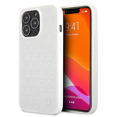 Husa Mercedes Argintiu Stars Pattern pentru iPhone 13 Pro Max - Alb