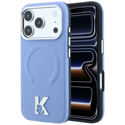 Husa Karl Lagerfeld Grained Embossed Ring & Kameo Logo Magsafe pentru iPhone 18 Pro / 17 Pro Albastru