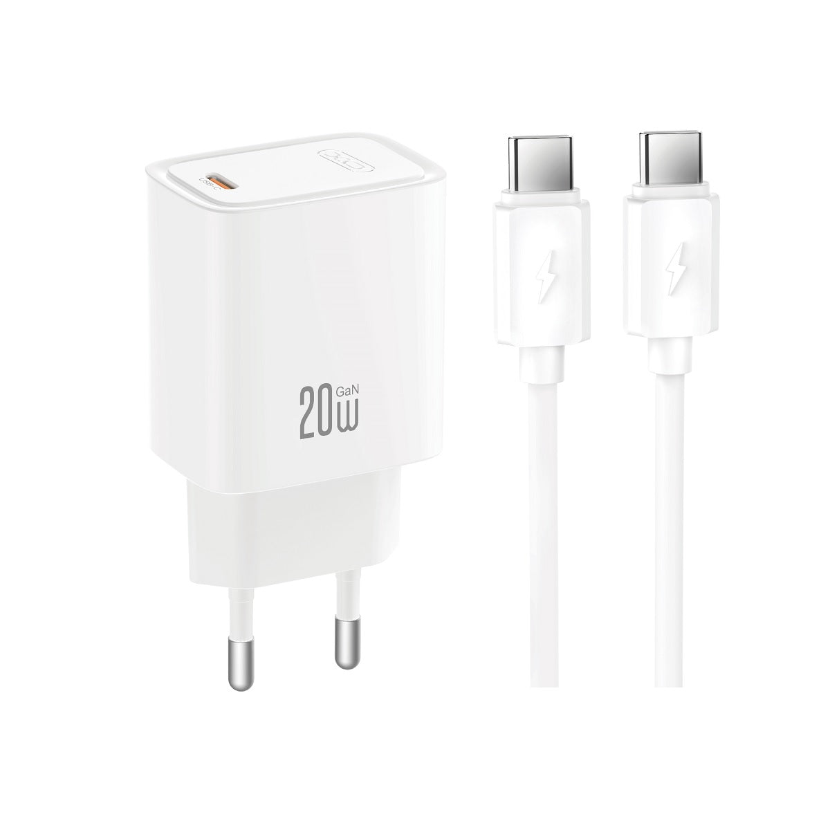 Cablu XO Incarcator priza Ce51 PD 20W 1x Usb-c Alb + Usb-c - Usb-c