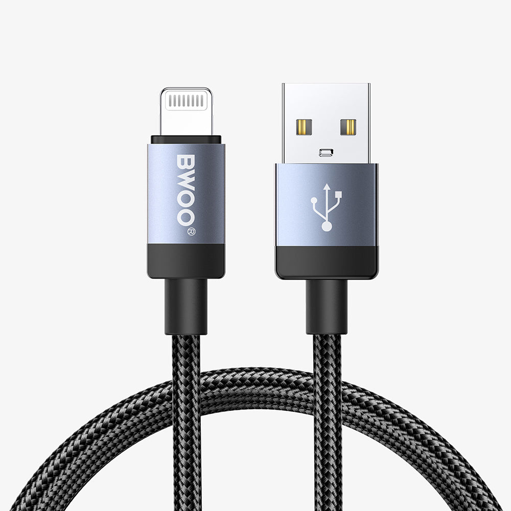 Cablu BWOO Braided Usb-a - Lightning 1m Fast Charging 3A Negru