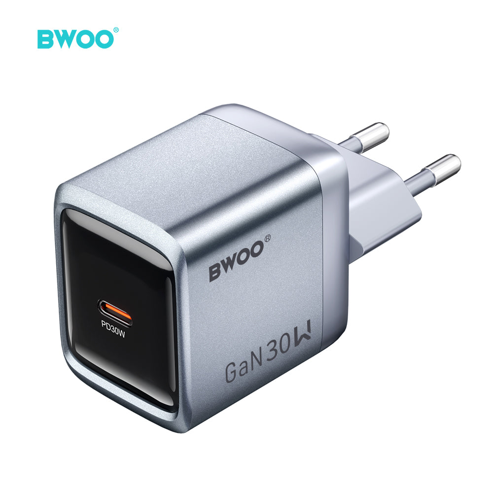 Incarcator priza BWOO Gan 1xUSB-C 3A PD 30W Gri cu PPS