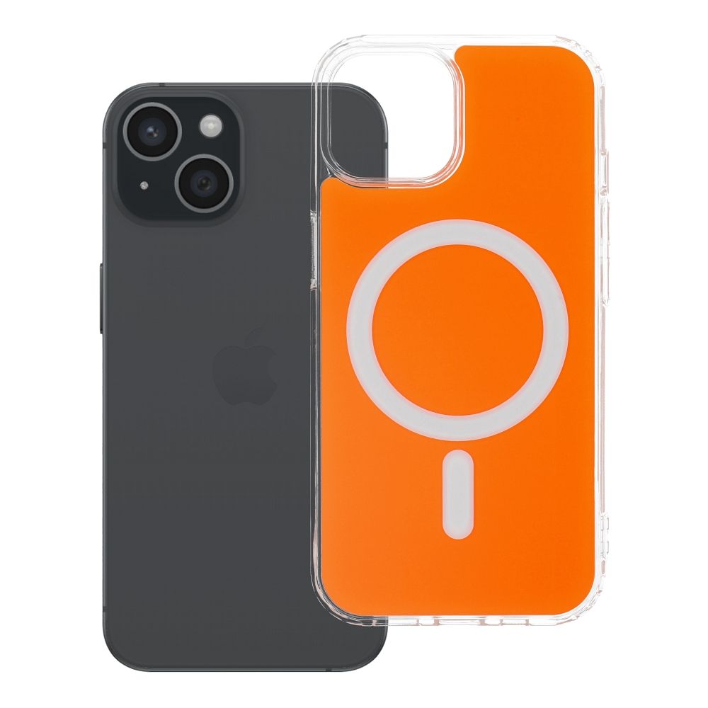Husa Transparent Fusion Mag pentru iPhone 15 Compatible cu Magsafe Hermes Portocaliu