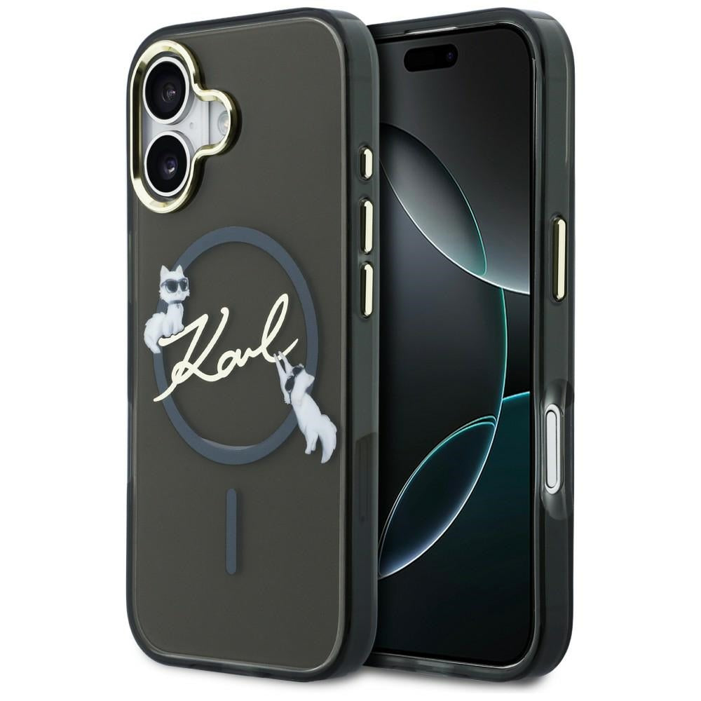 Husa Karl Lagerfeld IML Choupettes Karl Script Logo Magsafe iPhone 17 Negru
