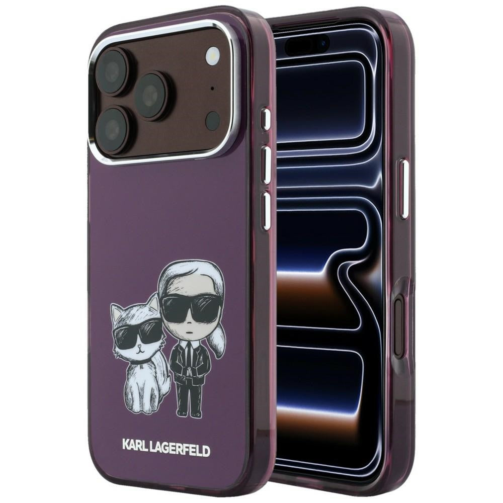 Husa Karl Lagerfeld IML Karl Choupette Bodies Sketch Print Magsafe pentru iPhone 18 Pro Max / 17 Pro Max Burgundy