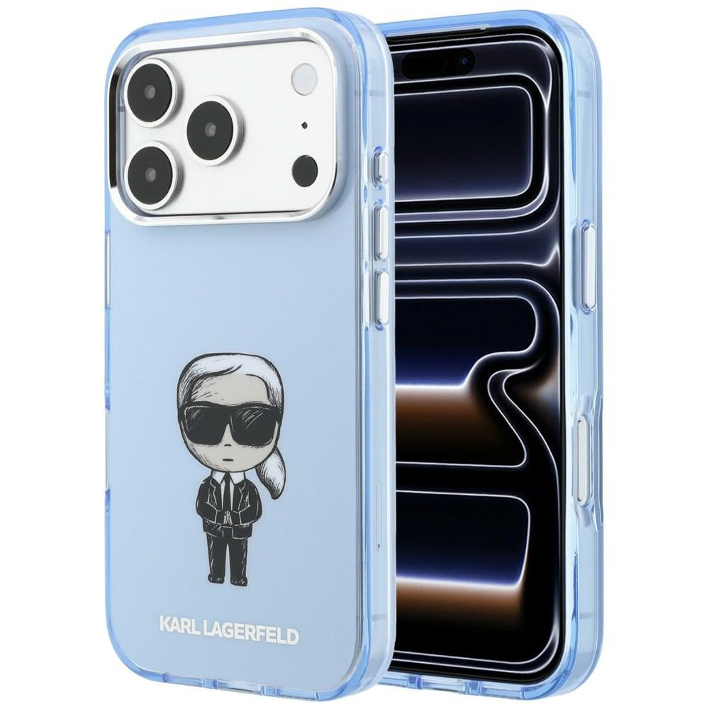 Husa Karl Lagerfeld IML Ikonik Sketch Print Magsafe pentru iPhone 18 Pro Max / 17 Pro Max Albastru deschis