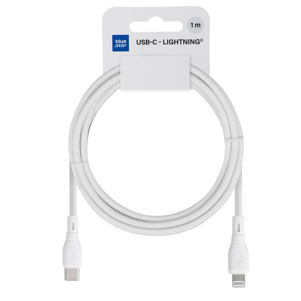 Cablu Albastru Star USB C To Lightning 2,4A 27W ECO 1 M Alb