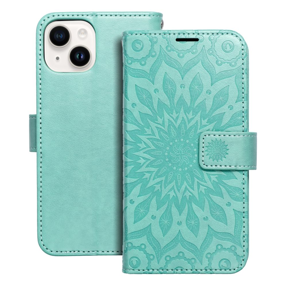 Husa Mezzo Book Flip pentru iPhone 14 Mandala Verde