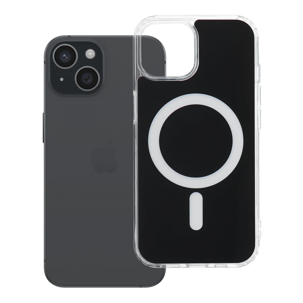 Husa Transparent Fusion Mag pentru iPhone 15 Compatible cu Magsafe Negru