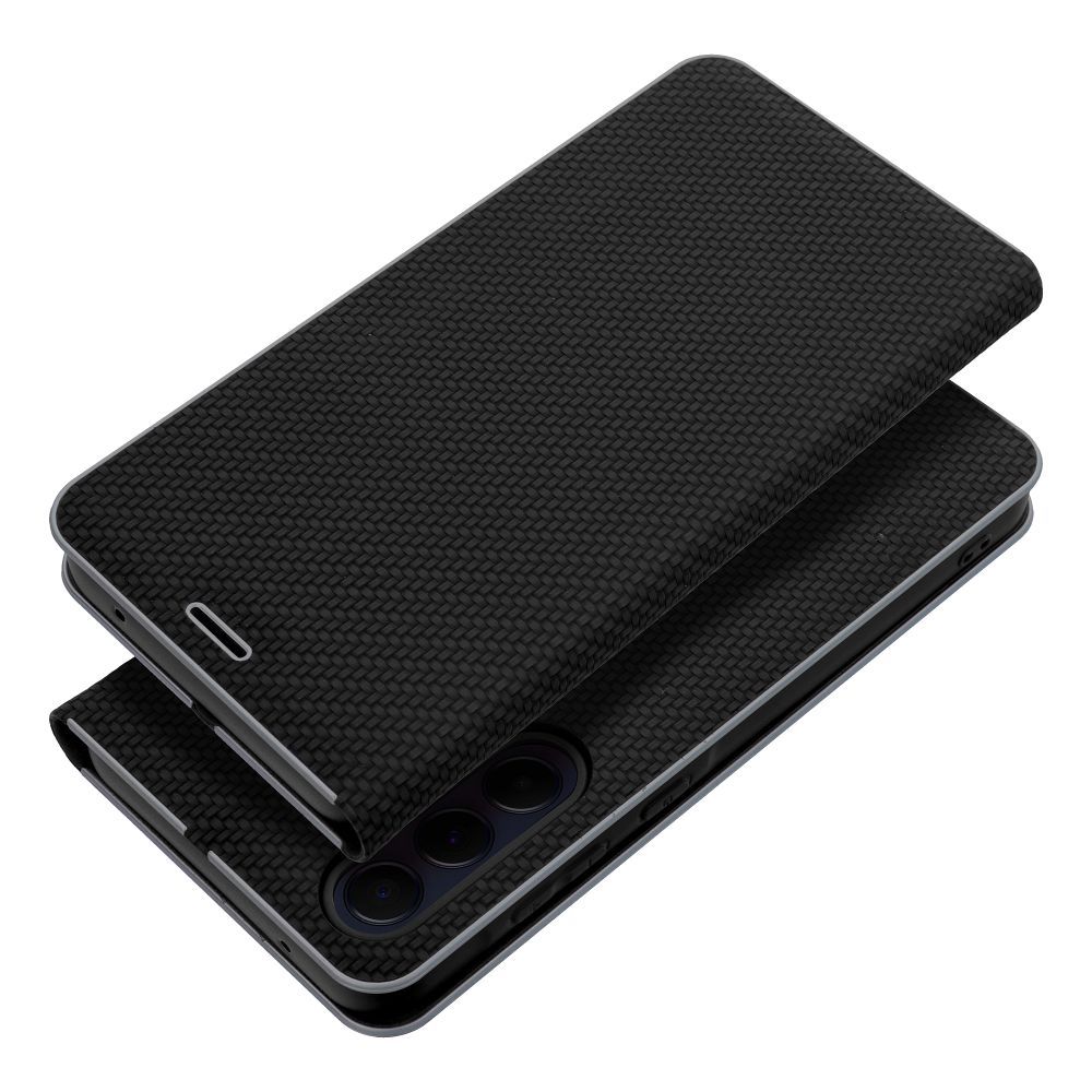 Husa Luna Book Carbon Flip pentru Samsung A10 Negru