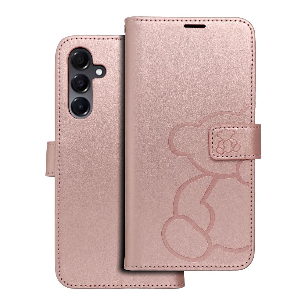 Husa Mezzo Book Flip pentru Samsung A16 5G Teddy Bear Roz auriu