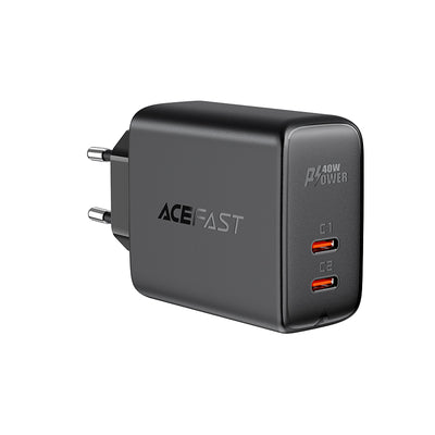 Incarcator Acefast 2x USB Type C 40W, PPS, PD, QC 3.0, AFC, FCP Negru (A9 Negru)