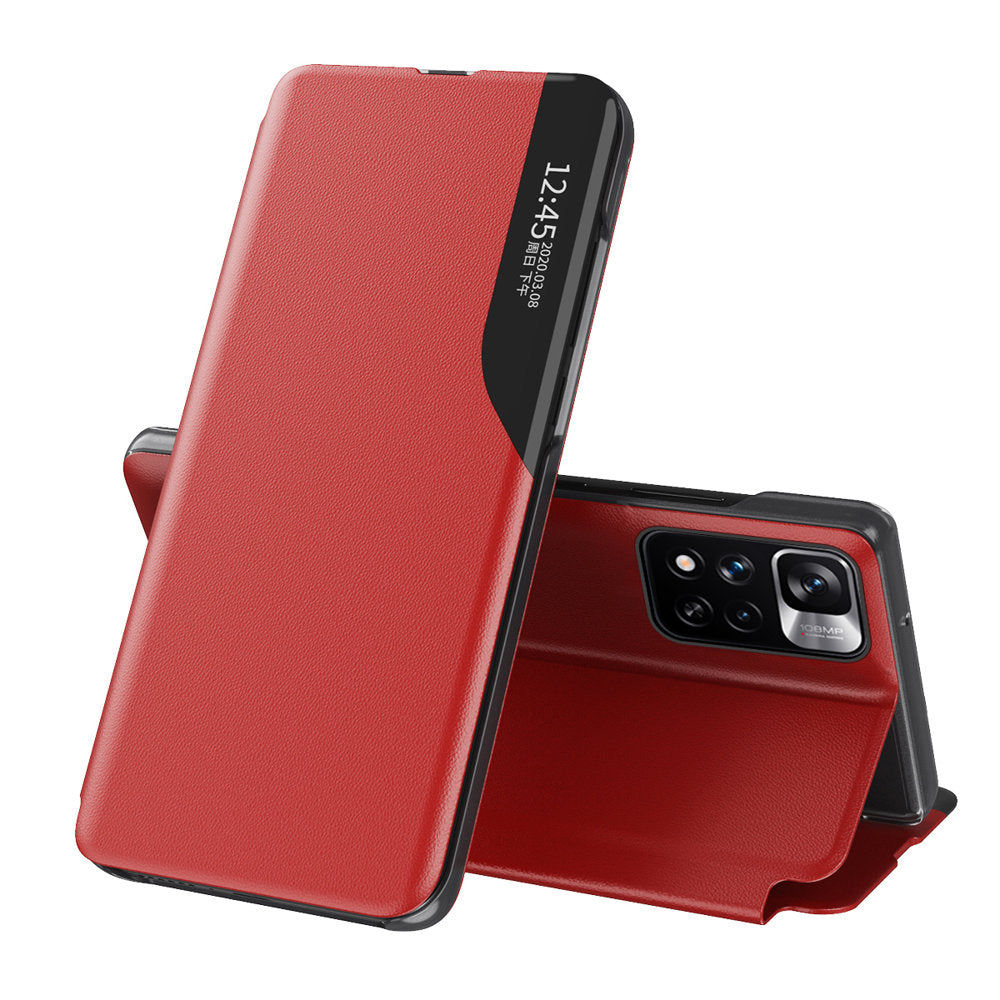 Husa Eco Leather View Elegant Flip Cover cu Stand Function Poco M4 Pro 5G Rosu