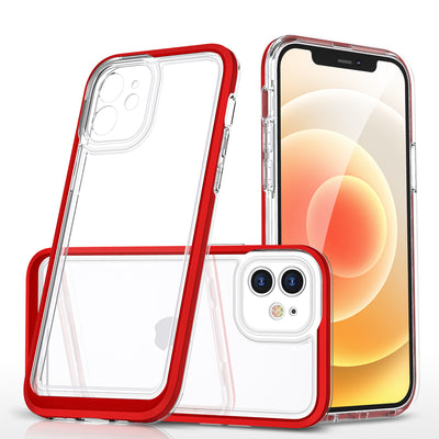 Husa Transparent 3in1 pentru iPhone 12 Frame Gel Cover Rosu