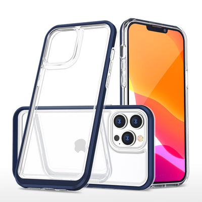 Husa Transparent 3in1 pentru iPhone 13 Pro Albastru Frame Gel Cover