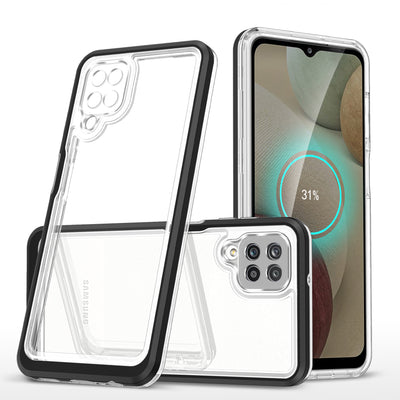 Husa Transparent 3in1 pentru Samsung Galaxy A22 4G Frame Gel Cover Negru