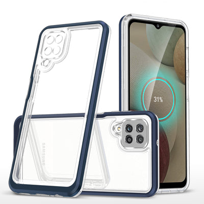 Husa Transparent 3in1 pentru Samsung Galaxy A22 4G Frame Gel Cover Albastru