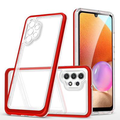 Husa Transparent 3in1 pentru Samsung Galaxy A32 5G Frame Gel Cover Rosu