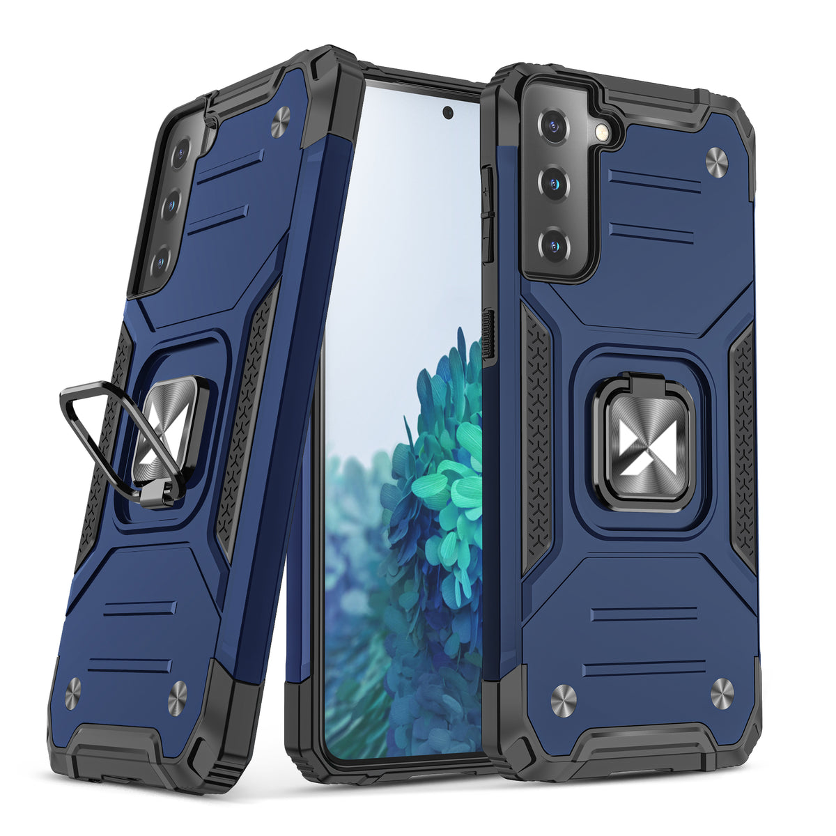 Husa Wozinsky Ring Armor Tough Hybrid Cover + Magnetic Suport pentru Samsung Galaxy S22 Albastru