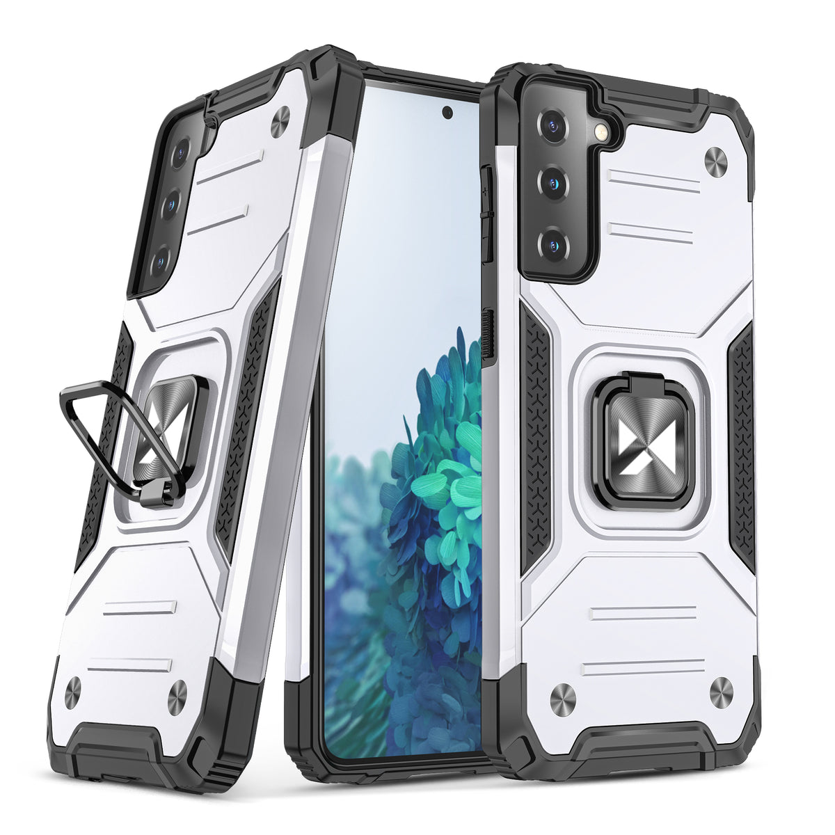 Husa Wozinsky Ring Armor Tough Hybrid Cover + Magnetic Mount pentru Samsung Galaxy S22 + (S22 Plus) Argintiu