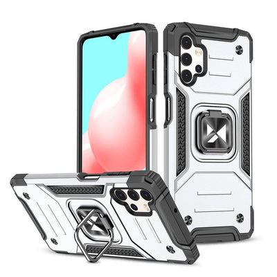 Husa Wozinsky Ring Armor Tough Hybrid Cover + Magnetic Suport pentru Samsung Galaxy A73 Argintiu