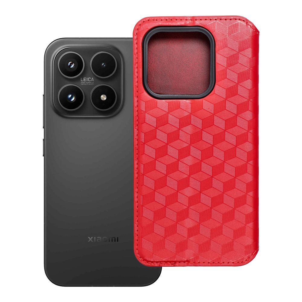 Husa Cubic Book Flip pentru Xiaomi 17 Rosu