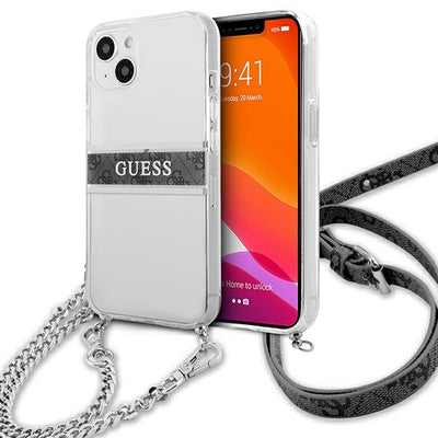 Curea Guess Guhcp13skc4gbsi iPhone 13 Mini 5.4" Transparent Hardcase 4G Gri Argintiu Chain