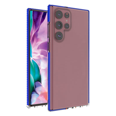 Husa Spring Cover Gel Cover cu Colored Frame pentru Samsung Galaxy S22 Ultra Albastru inchis