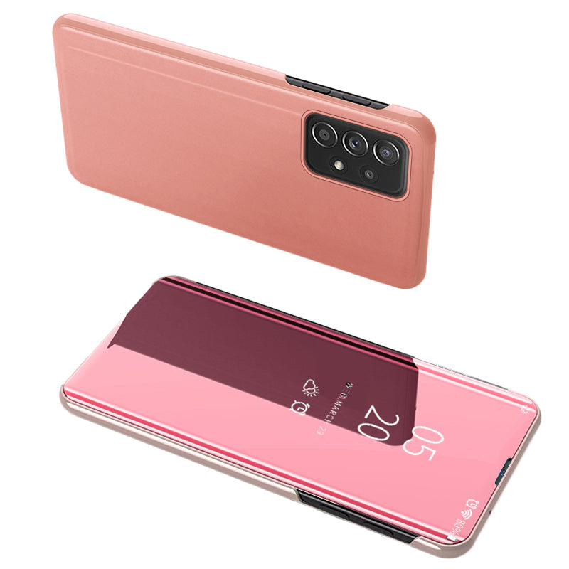 Husa Transparent View Flip Cover pentru Samsung Galaxy A73 Roz