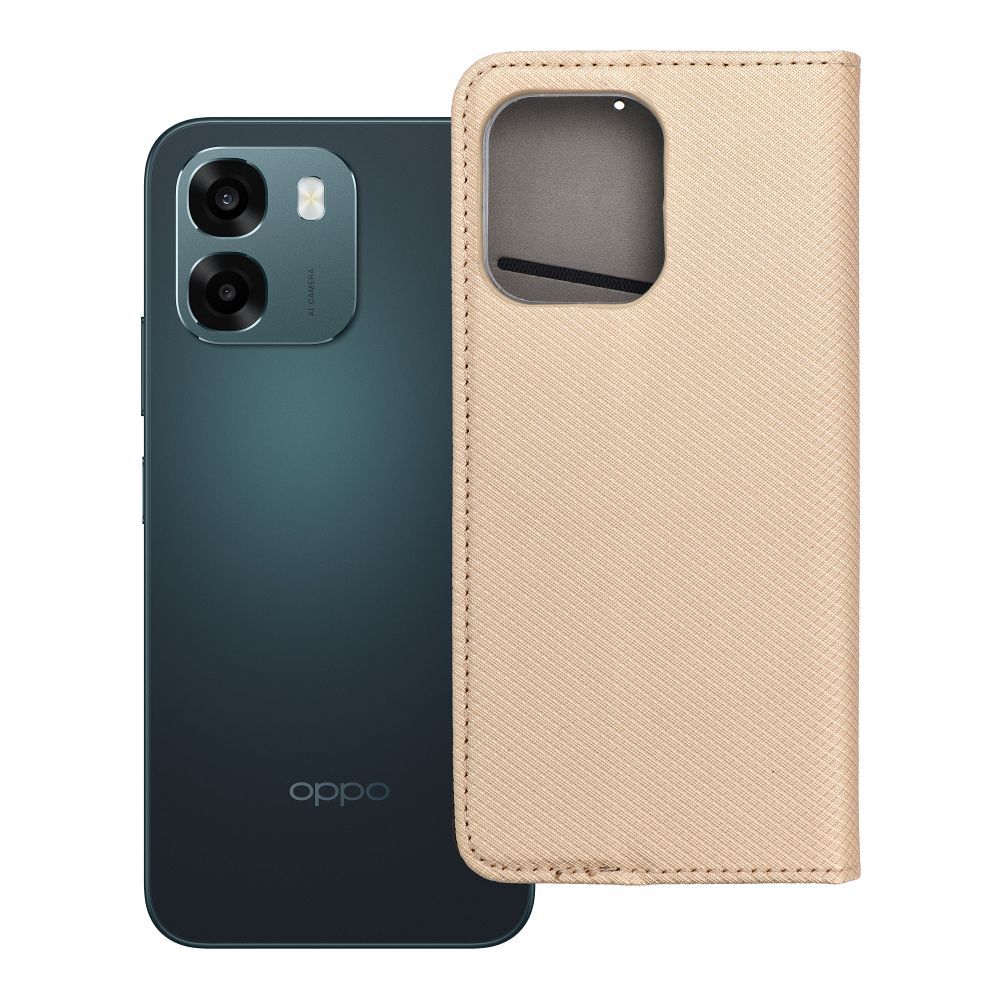 Husa Smart Book pentru Oppo A6 Auriu