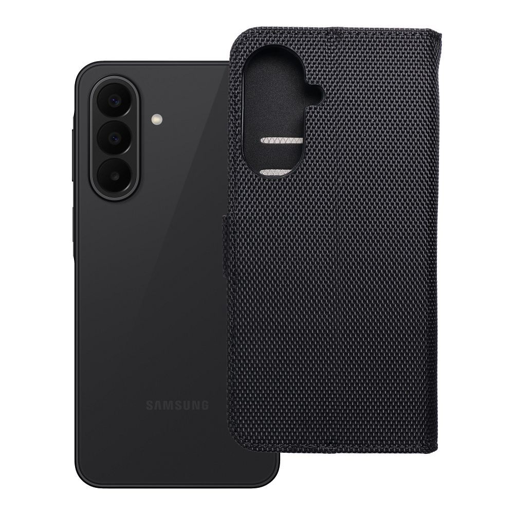 Husa 4Card Rfid Flip pentru Samsung A27 Anti-theft Tech Fabric Negru