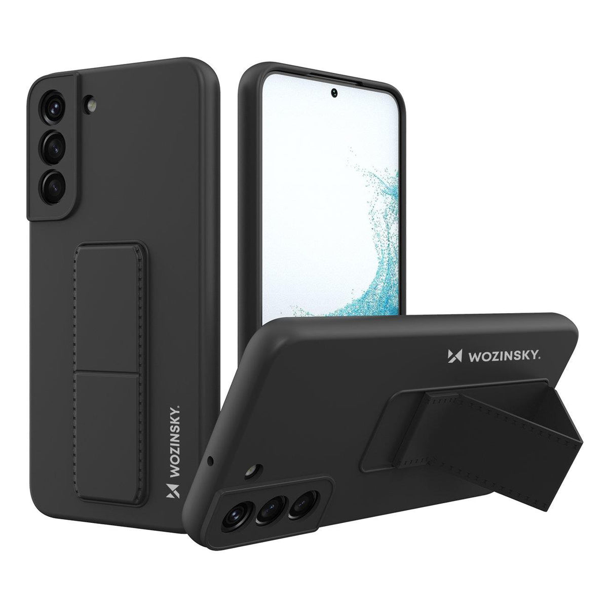 Husa Wozinsky Kickstand Silicone cu Stand pentru Samsung Galaxy S22+ Negru